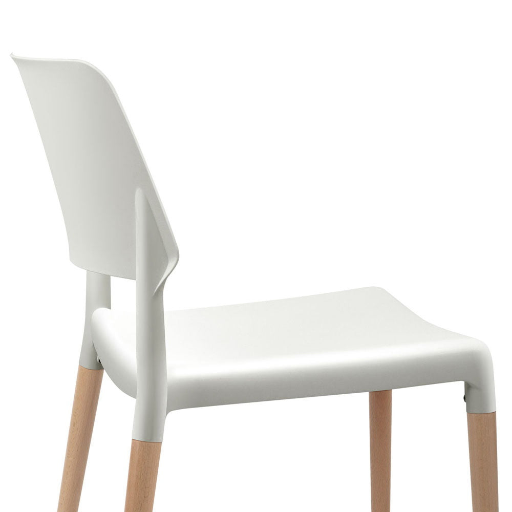 TWSC Dining Chairs Set of 4 Plastic Wooden Stackable White