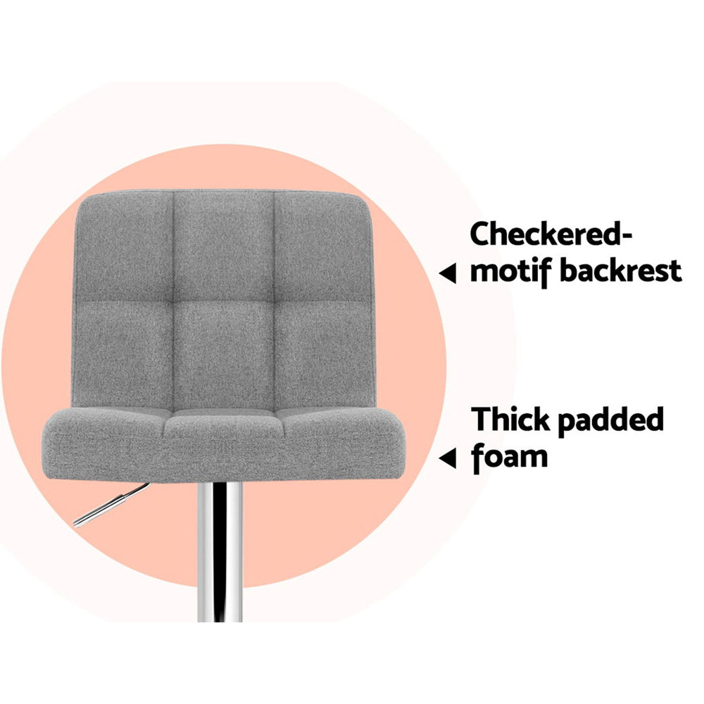 Artiss 4x Bar Stools Fabric Gas Lift Grey