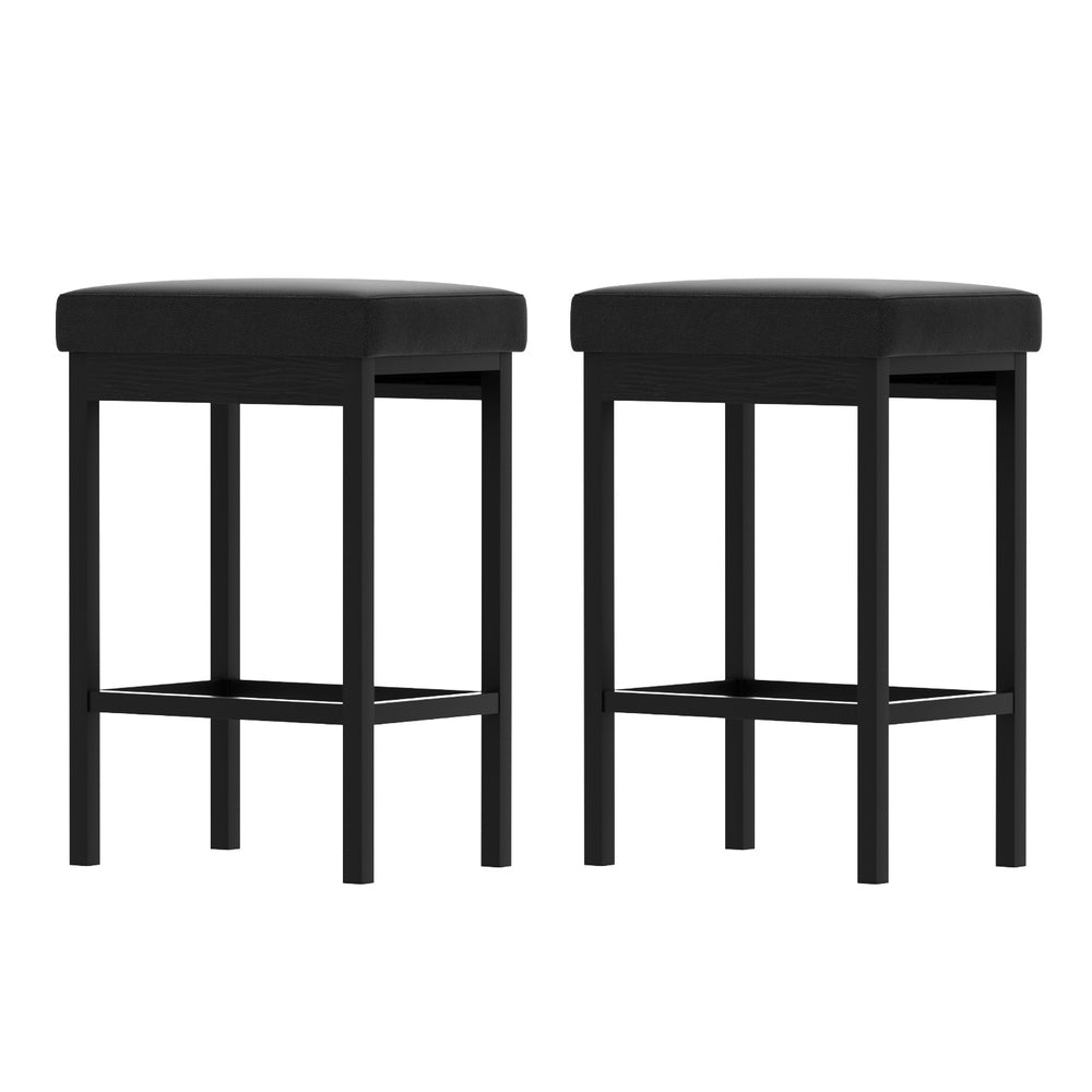 2x TWSC Metal Bar Stools PU Seat Dining Counter Chairs