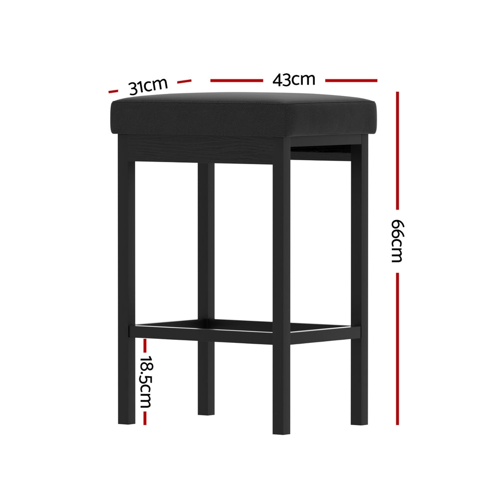 2x TWSC Metal Bar Stools PU Seat Dining Counter Chairs