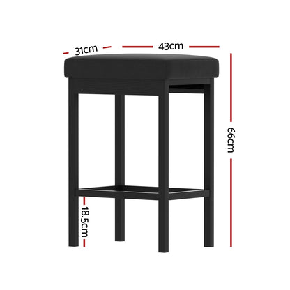 2x TWSC Metal Bar Stools PU Seat Dining Counter Chairs