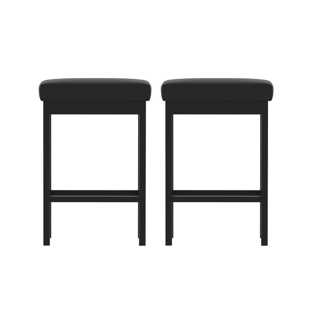 2x TWSC Metal Bar Stools PU Seat Dining Counter Chairs