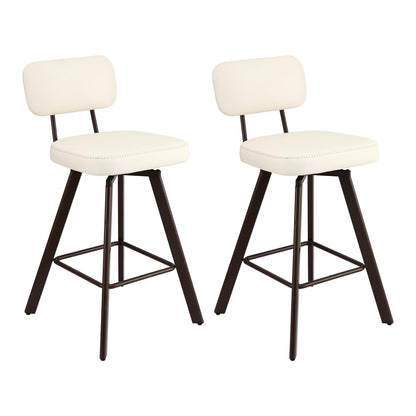 Artiss Bar Stools Set of 2 Swivel Counter 68cm Height Stools w/ Padded Backrest Beige