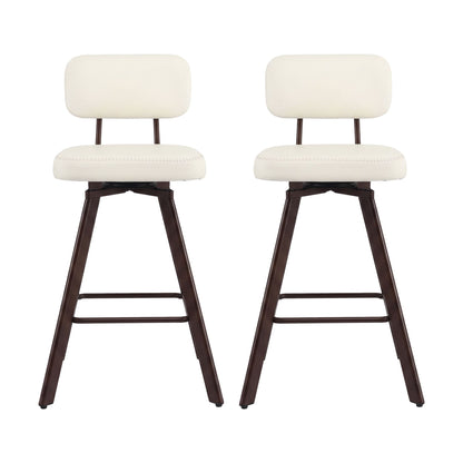 Artiss Bar Stools Set of 2 Swivel Counter 68cm Height Stools w/ Padded Backrest Beige