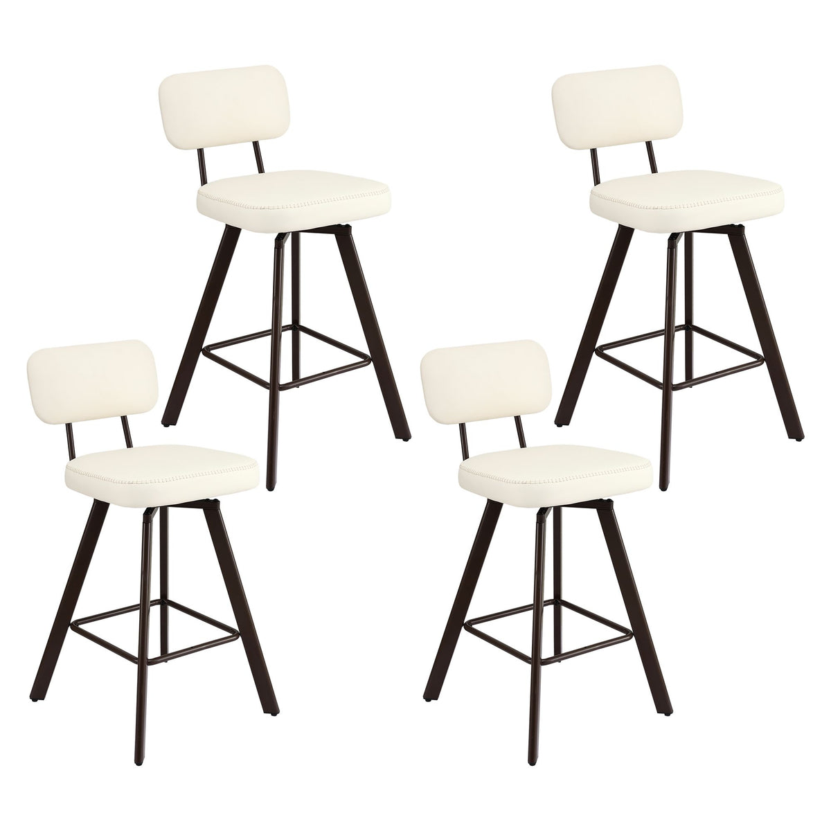 Artiss Bar Stools Set of 4 Swivel Counter 68cm Height Stools w/ Padded Backrest Beige