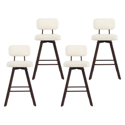 Artiss Bar Stools Set of 4 Swivel Counter 68cm Height Stools w/ Padded Backrest Beige