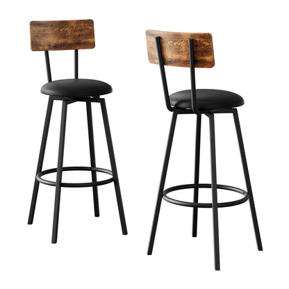 TWSC 2X Industrial Bar Stools Upholstered Counter Chairs Steel Frame Anti-Scratch