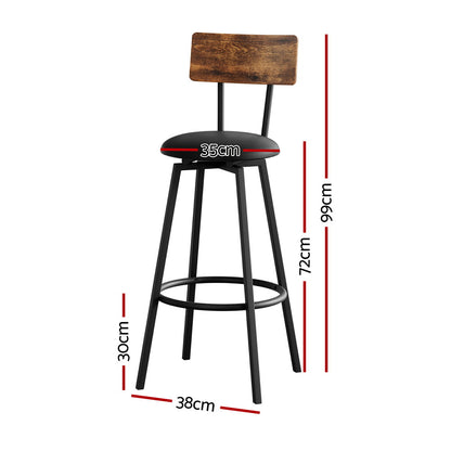 TWSC 2X Industrial Bar Stools Upholstered Counter Chairs Steel Frame Anti-Scratch