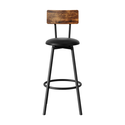 TWSC 2X Industrial Bar Stools Upholstered Counter Chairs Steel Frame Anti-Scratch