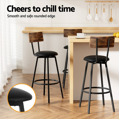 TWSC 2X Industrial Bar Stools Upholstered Counter Chairs Steel Frame Anti-Scratch