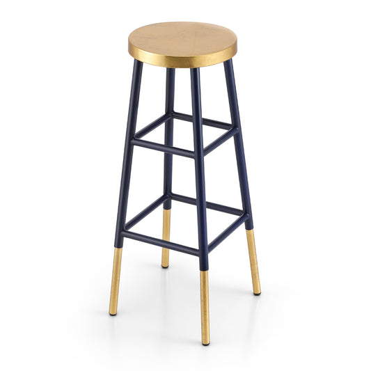 Bar Stool – Metal Frame, Gold and Navy Finish