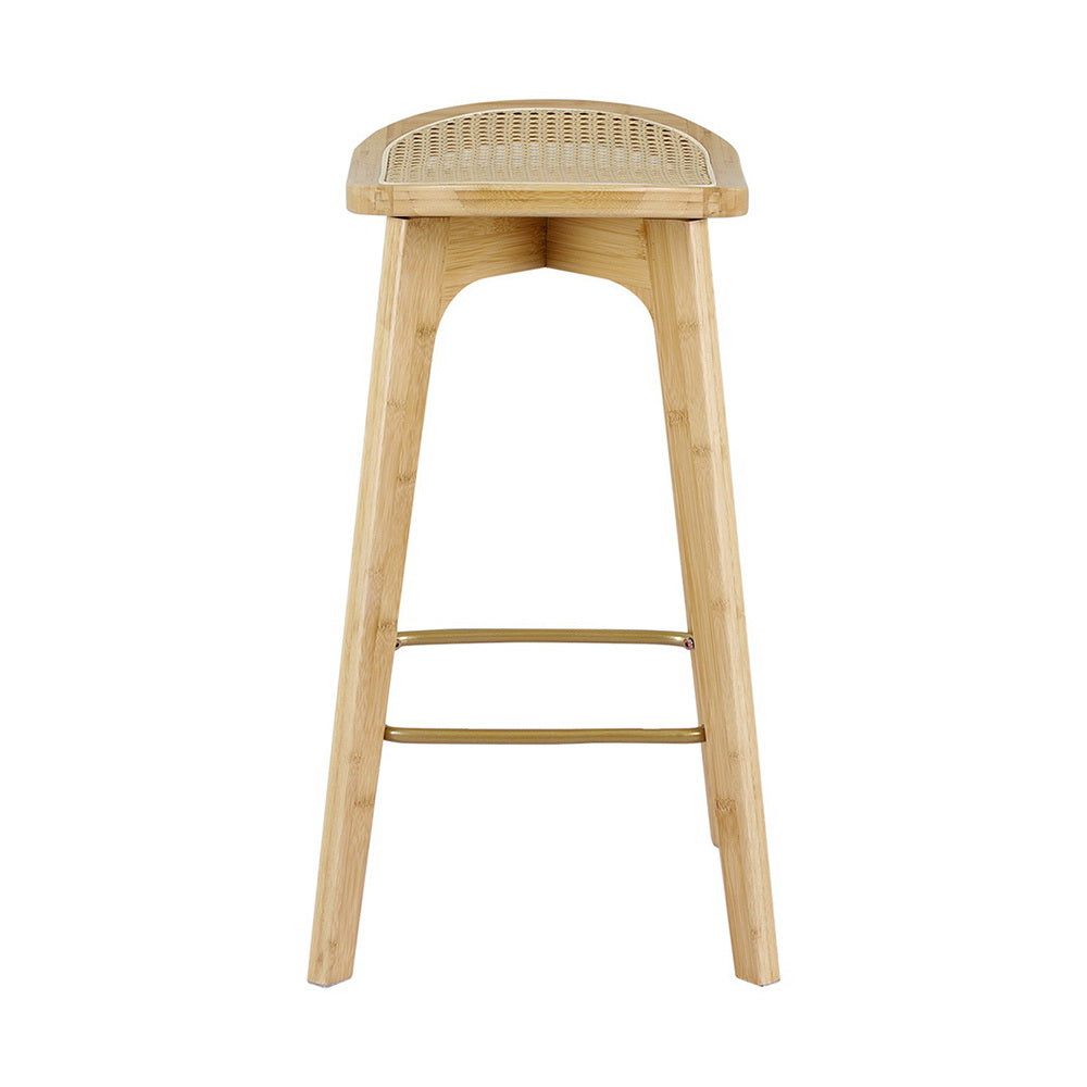 TWSC 2x Bar Stools Bamboo Rattan Stool Counter Chair Kitchen Barstools