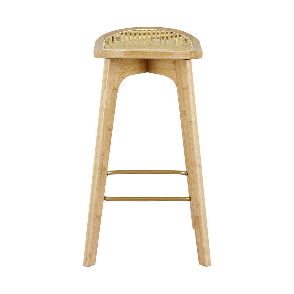 TWSC 4x Bar Stools Bamboo Rattan Stool Counter Chair Kitchen Barstools