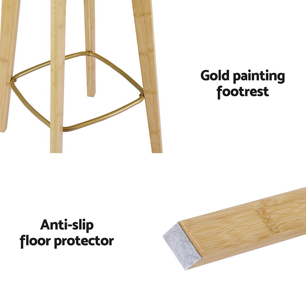 TWSC 4x Bar Stools Bamboo Rattan Stool Counter Chair Kitchen Barstools