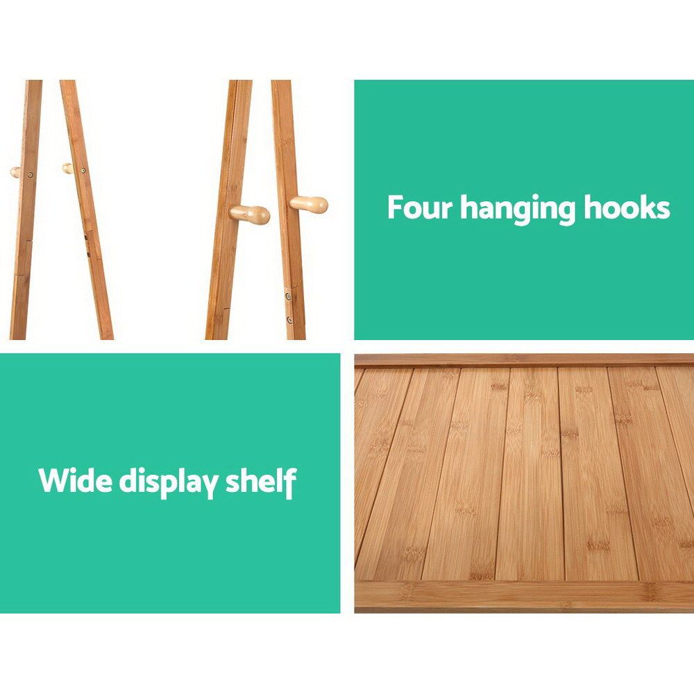 Clothes Rack Airer with Wheels – Bamboo, 165x59cm