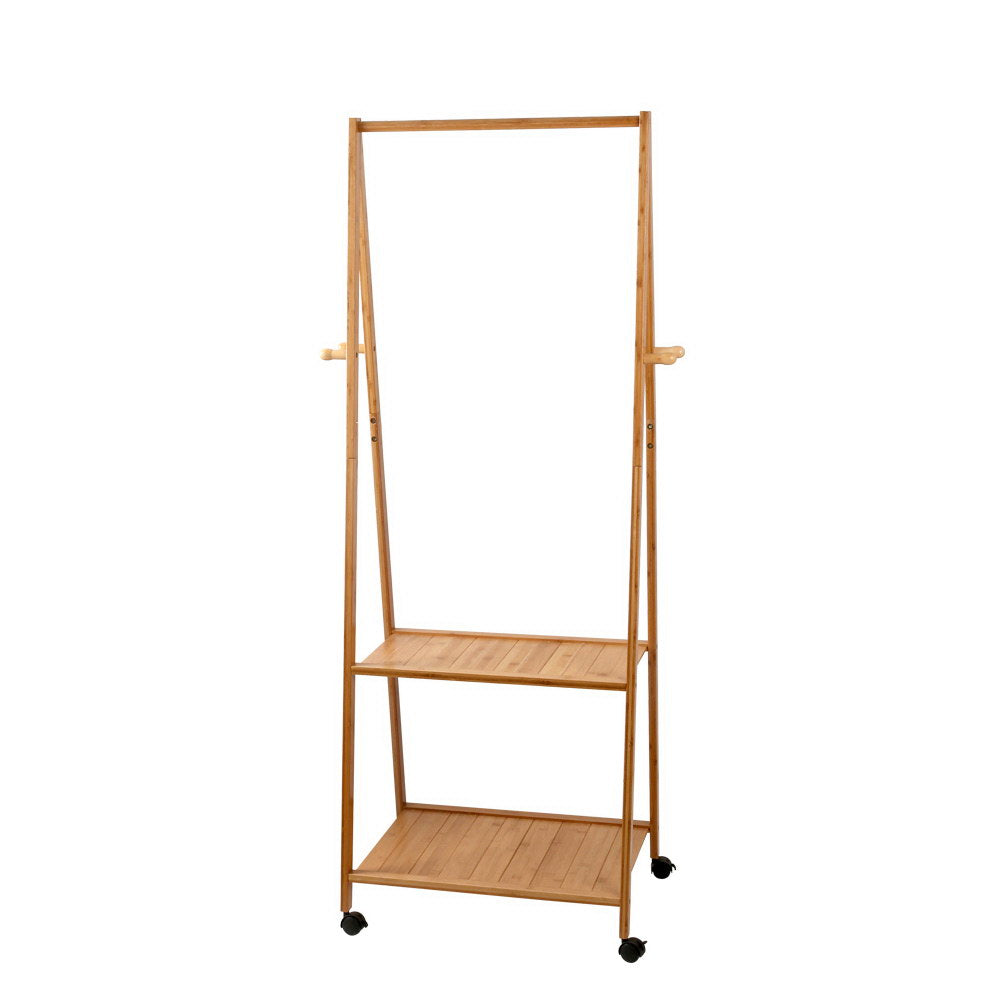 Clothes Rack Airer with Wheels – Bamboo, 165x59cm