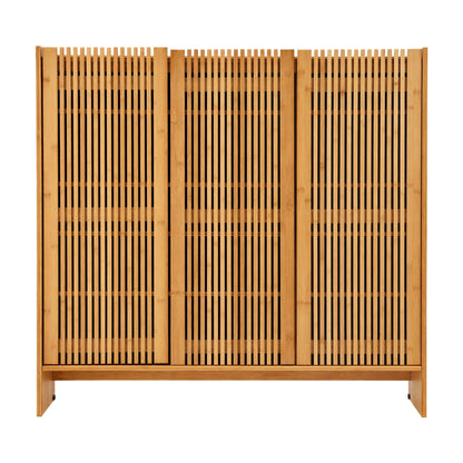 Artiss Shoe Cabinet Versatile Door 24 Pairs Shoe Storage Cupboard Bamboo