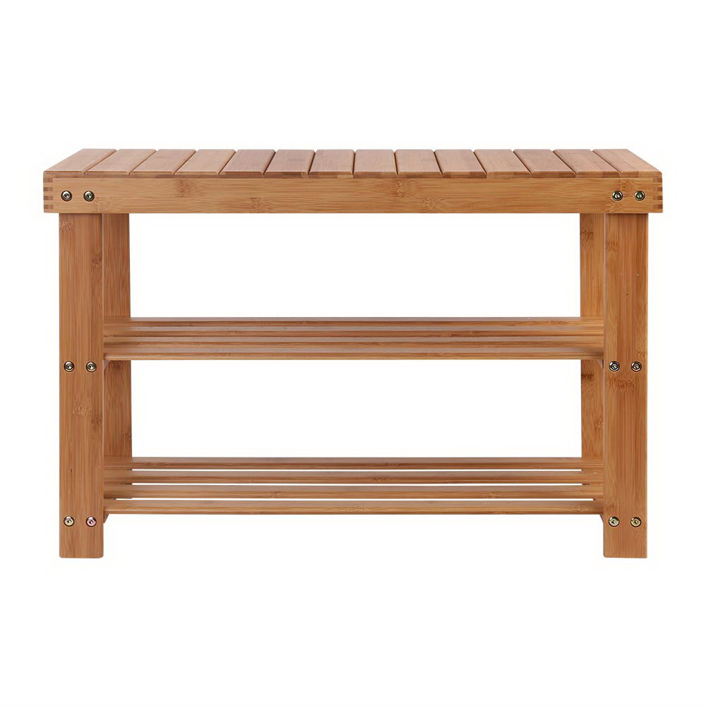 Bamboo Shoe Bench – Durable Shoe Rack for 10 Pairs, Natural Finish
