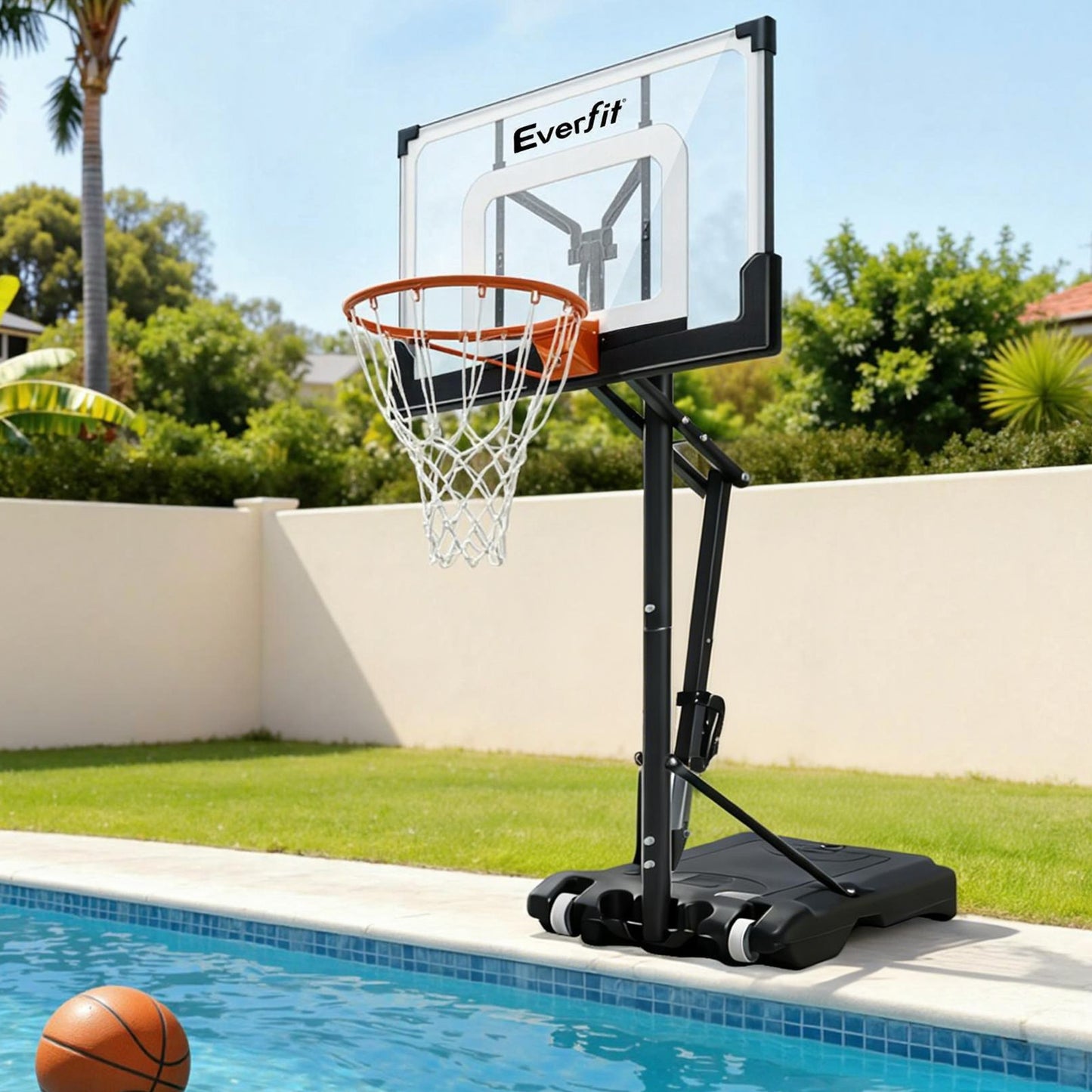 Portable Adjustable Basketball Hoop – Steel Frame, 1.05m-2.1m Height