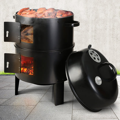 Grillz 3-in-1 Charcoal BBQ Smoker – Versatile Smoker, Griller, and Roaster