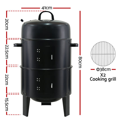 Grillz 3-in-1 Charcoal BBQ Smoker – Versatile Smoker, Griller, and Roaster
