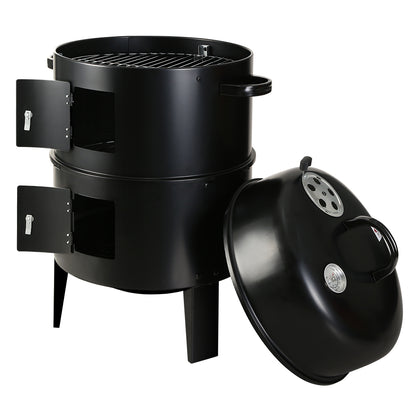 Grillz 3-in-1 Charcoal BBQ Smoker – Versatile Smoker, Griller, and Roaster