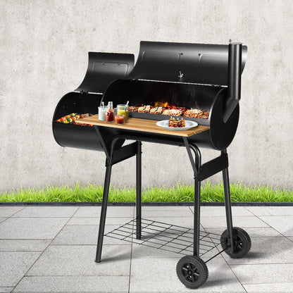 Grillz BBQ Grill – 2-in-1 Offset Charcoal Smoker, Chrome Steel