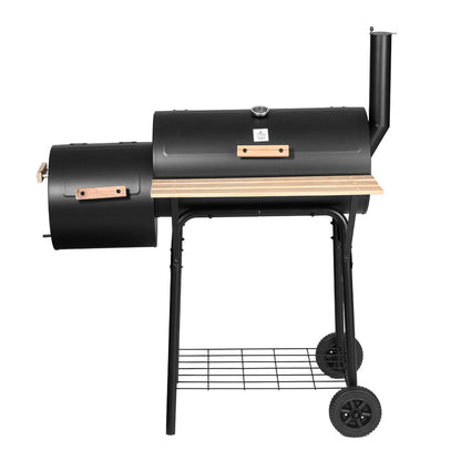 Grillz BBQ Grill – 2-in-1 Offset Charcoal Smoker, Chrome Steel