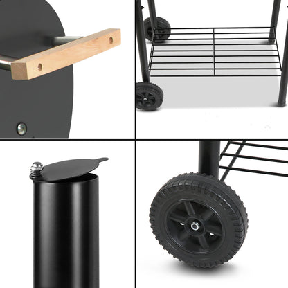 Grillz BBQ Grill – 2-in-1 Offset Charcoal Smoker, Chrome Steel