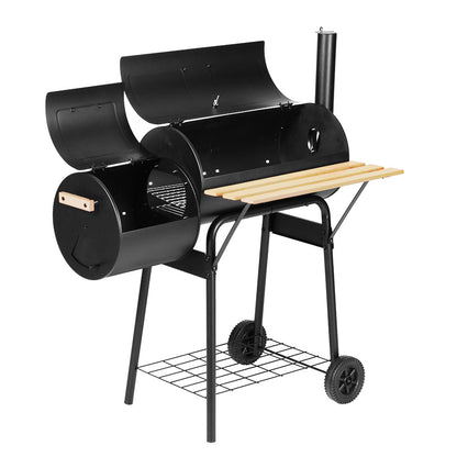 Grillz BBQ Grill – 2-in-1 Offset Charcoal Smoker, Chrome Steel