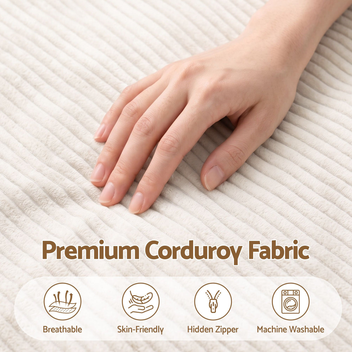 TWSC 3 in 1 Bean Bag Chair Cover (No Filler) Convertible Bean Bag for Adults, Corduroy Stuffed Animal Storage Bean Bag Cover Washable for Living Room Bedroom, Beige