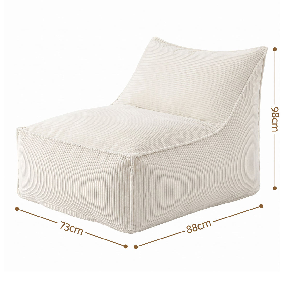 TWSC Bean Bag Chair Cover (No Filler) Soft Corduroy Stuffed Animal Storage Bean Bag Cover for Adults, Washable Lazy Sofa Cover for Living Room Bedroom, Beige