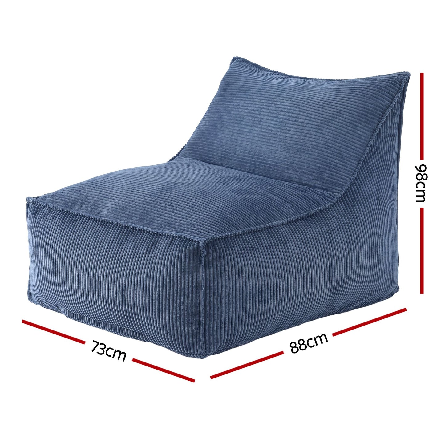 TWSC Bean Bag Chair Cover (No Filler) Soft Corduroy Stuffed Animal Storage Bean Bag Cover for Adults, Washable Lazy Sofa Cover for Living Room Bedroom, Blue