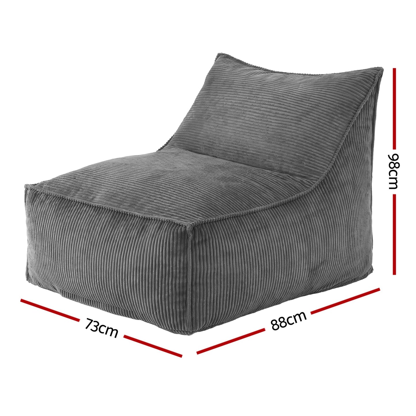 TWSC Bean Bag Chair Cover (No Filler) Soft Corduroy Stuffed Animal Storage Bean Bag Cover for Adults, Washable Lazy Sofa Cover for Living Room Bedroom, Grey