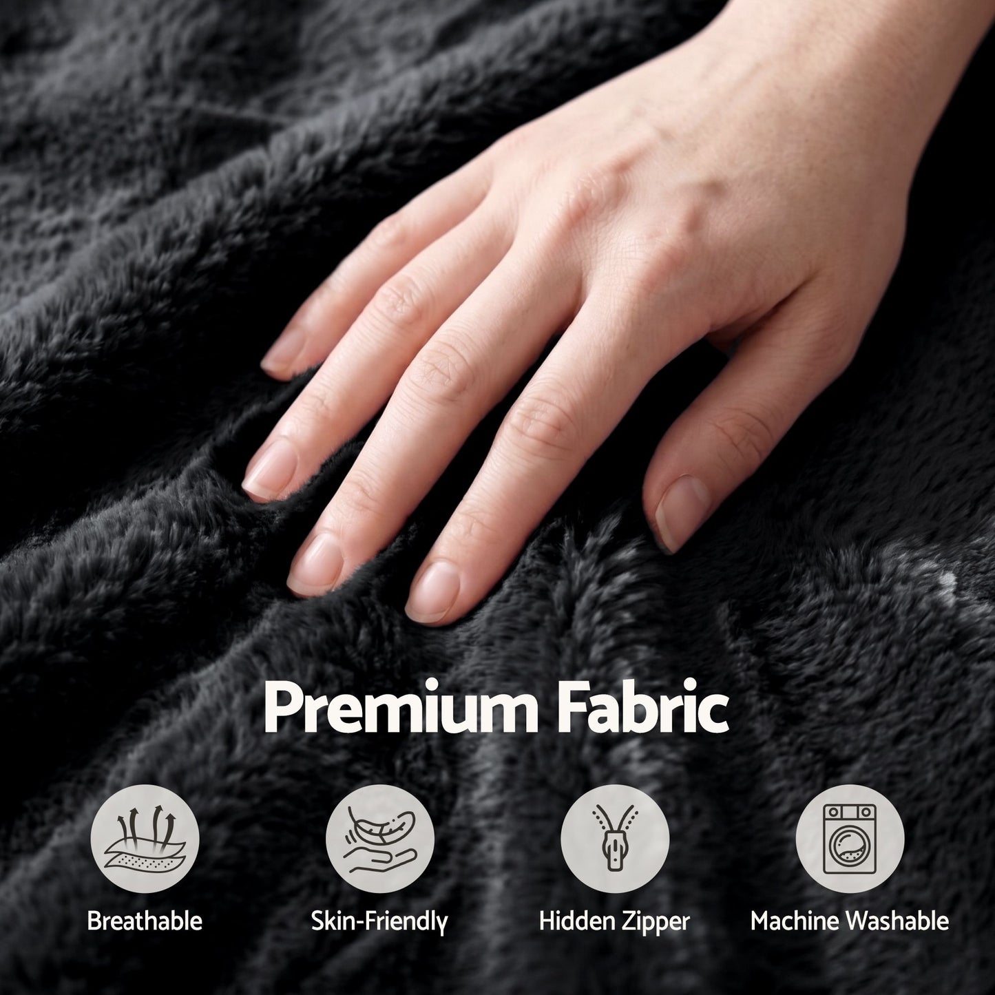 Bean Bag Chair Cover – Soft Faux Fur, Large Round, Black, Washable