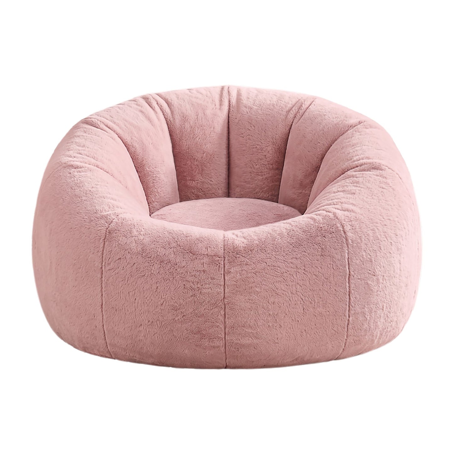 TWSC Bean Bag Chair Cover (No Filler) Soft Faux Fur Beanbag Cover Large Round Stuffed Animal Storage Bean Bag Cover Washable Lazy Sofa Cover for Adults Kids Teens, Pink