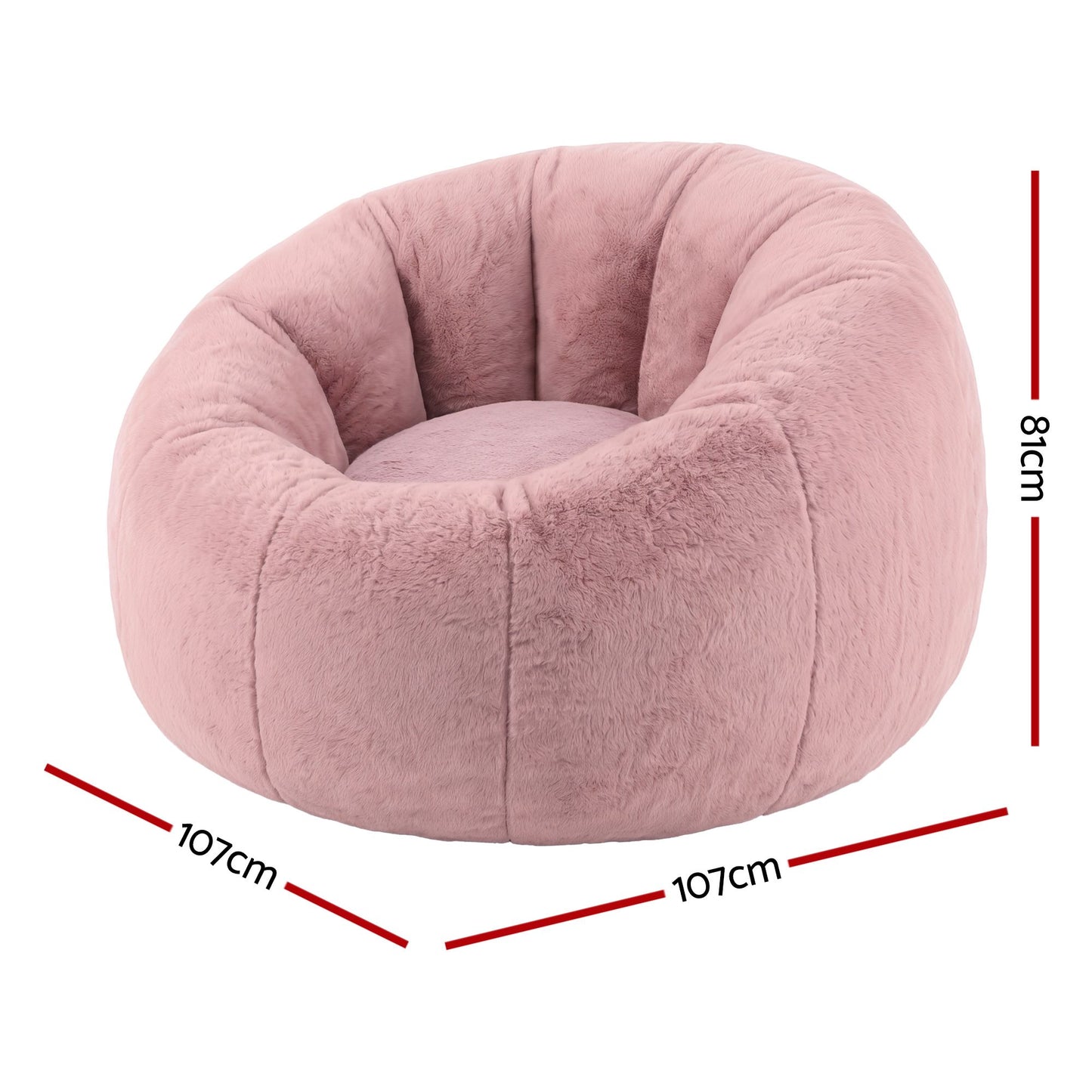 TWSC Bean Bag Chair Cover (No Filler) Soft Faux Fur Beanbag Cover Large Round Stuffed Animal Storage Bean Bag Cover Washable Lazy Sofa Cover for Adults Kids Teens, Pink