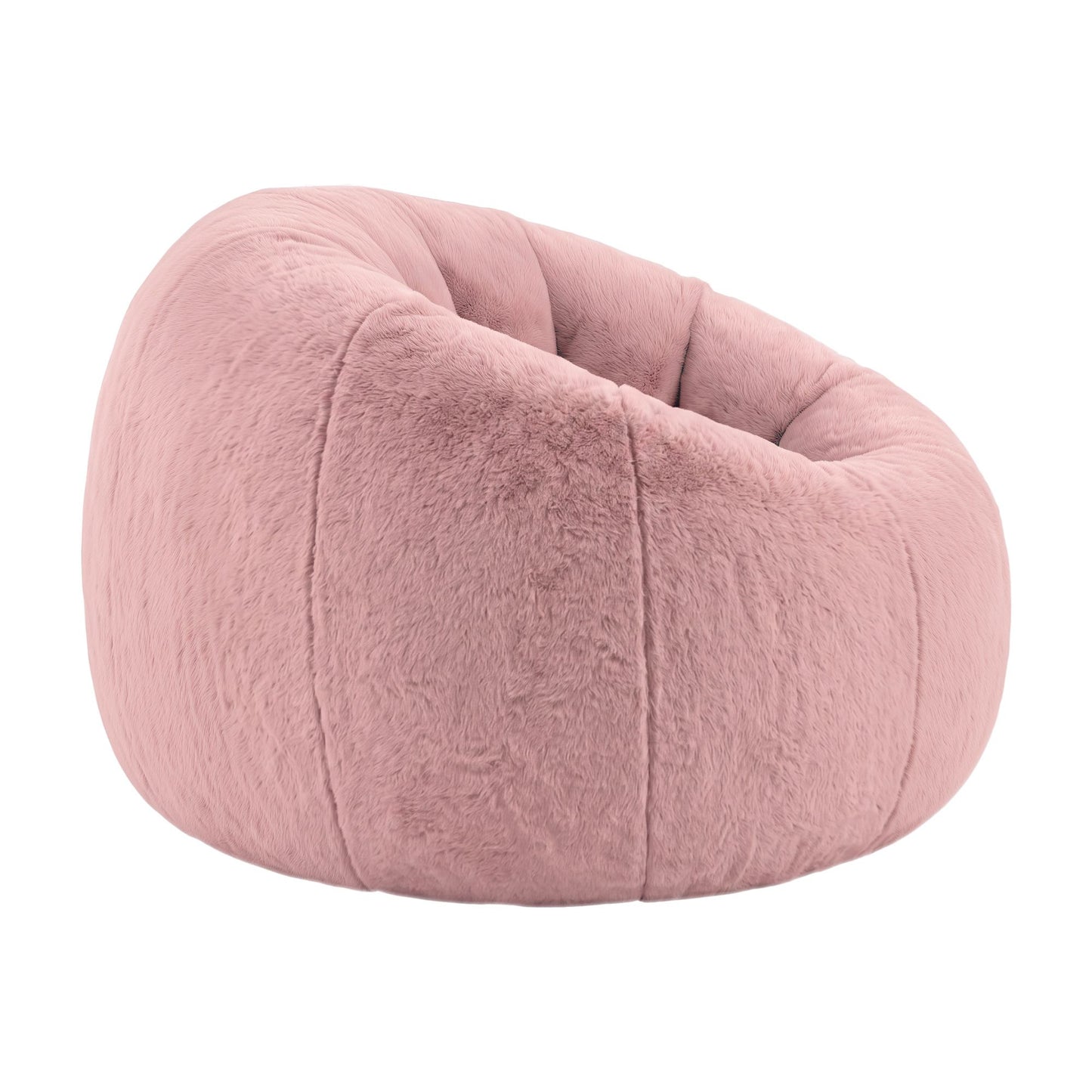 TWSC Bean Bag Chair Cover (No Filler) Soft Faux Fur Beanbag Cover Large Round Stuffed Animal Storage Bean Bag Cover Washable Lazy Sofa Cover for Adults Kids Teens, Pink