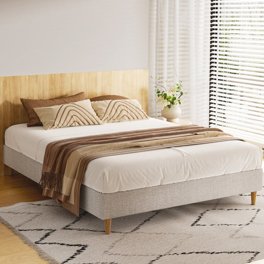 TWSC Bed Frame Queen Size Beige ZORA