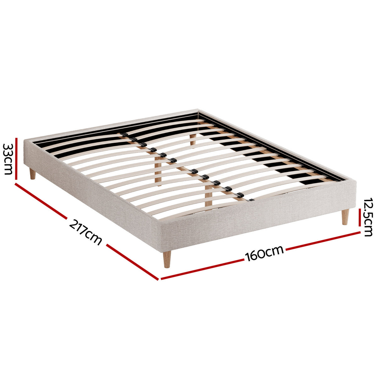 TWSC Bed Frame Queen Size Beige ZORA