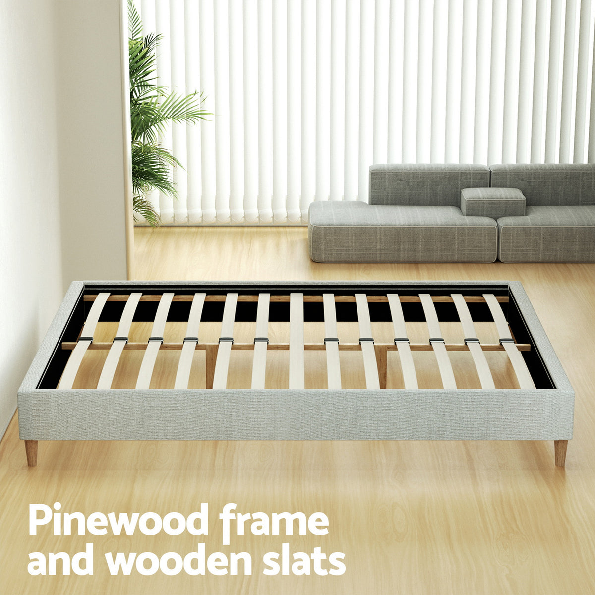 TWSC Bed Frame Queen Size Beige ZORA