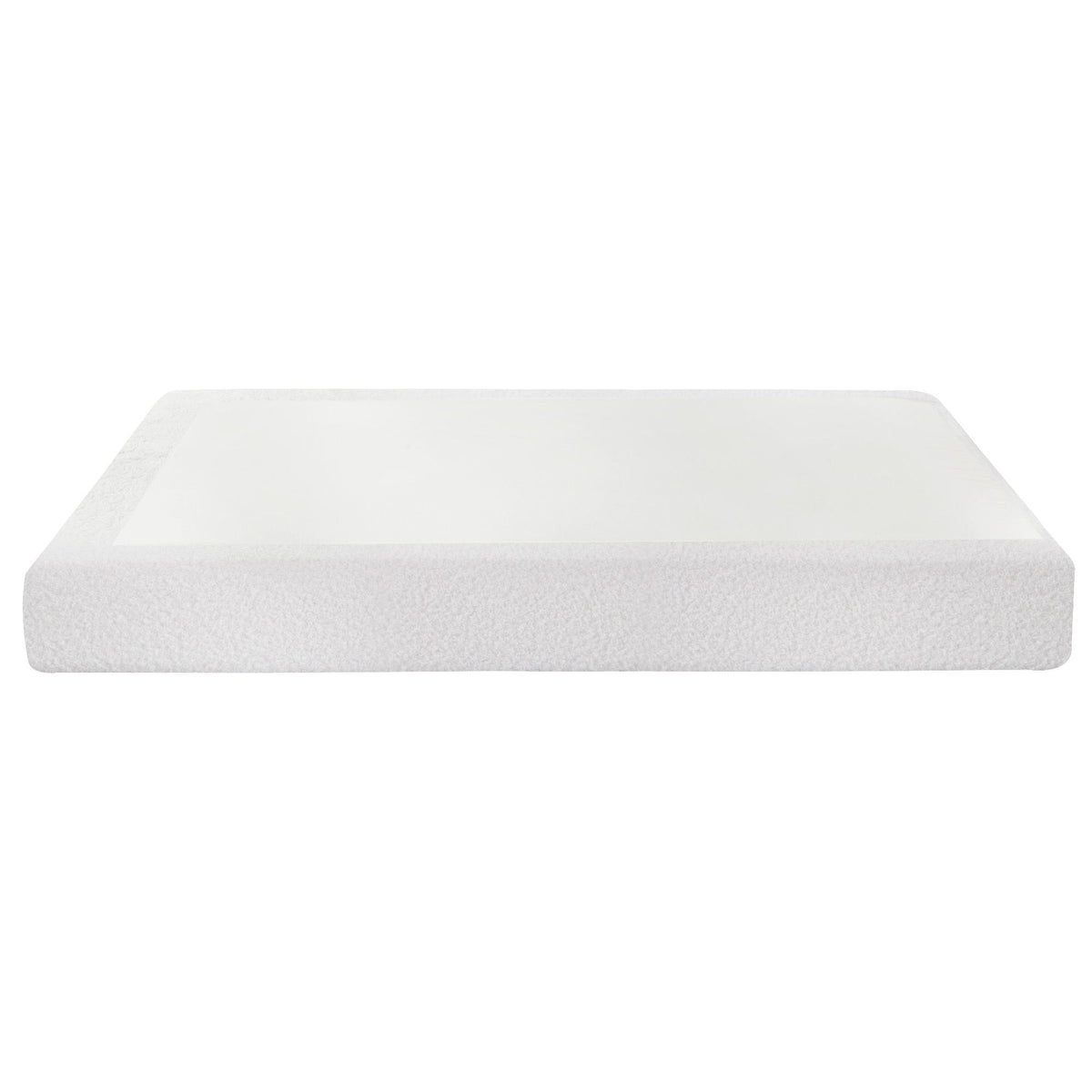 TWSC Compression Bed Frame Queen Size No Assembly Vacuum High Density Sponge Boucle Cream White