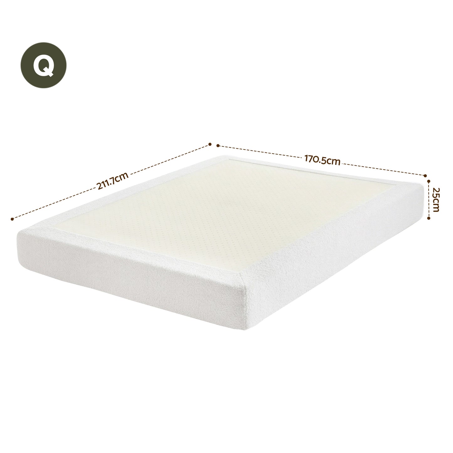 Compression Bed Frame with High-Density Sponge – Queen, Cream Boucle Upholstery
