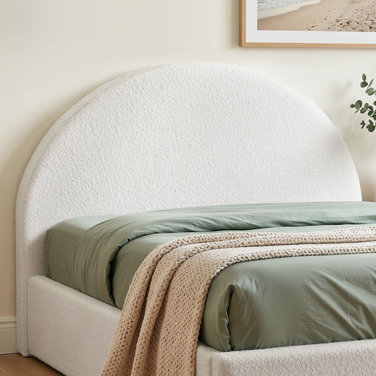 TWSC Double Size Headboard for Bed Frame Boucle Fabric No-Assembly Vacuum Compressed Soft Backrest with Removable Washable Cover 154cm Wide