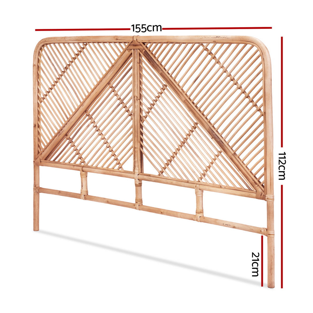 TWSC Bed Headboard Queen Bedhead Rattan - FRED Pine