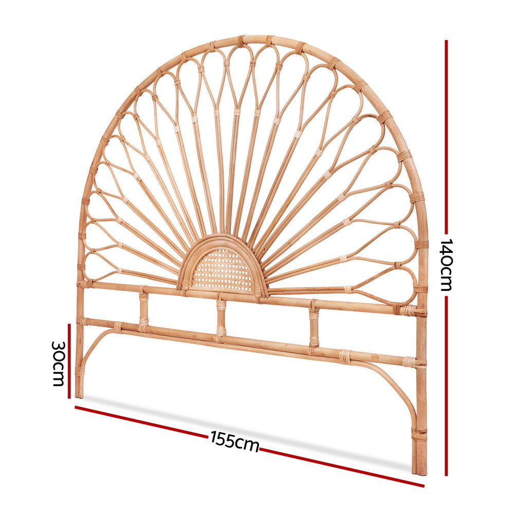 TWSC Bed Headboard Queen Bedhead Rattan - MARI Pine