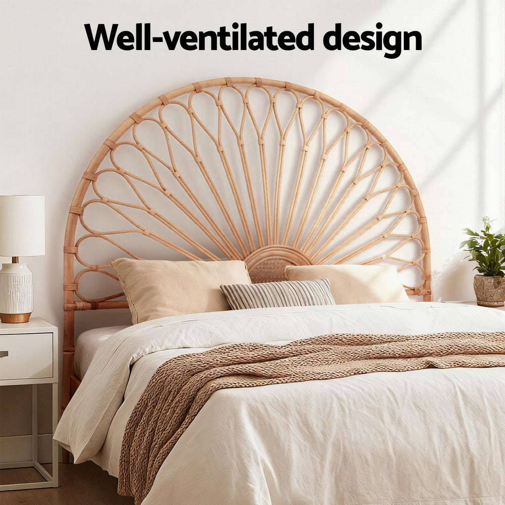 TWSC Bed Headboard Queen Bedhead Rattan - MARI Pine