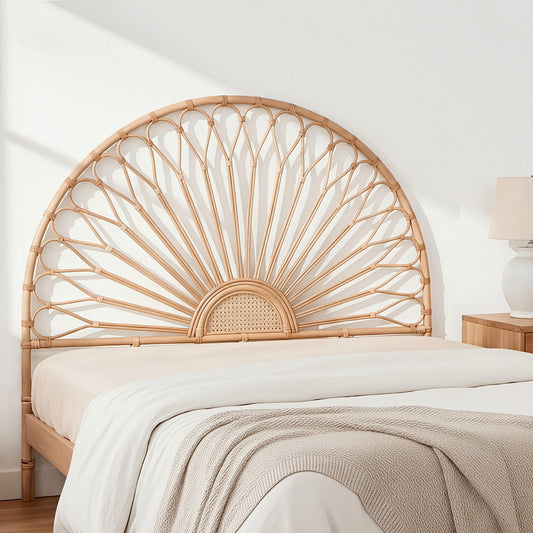TWSC Bed Headboard Queen Bedhead Rattan - MARI Pine