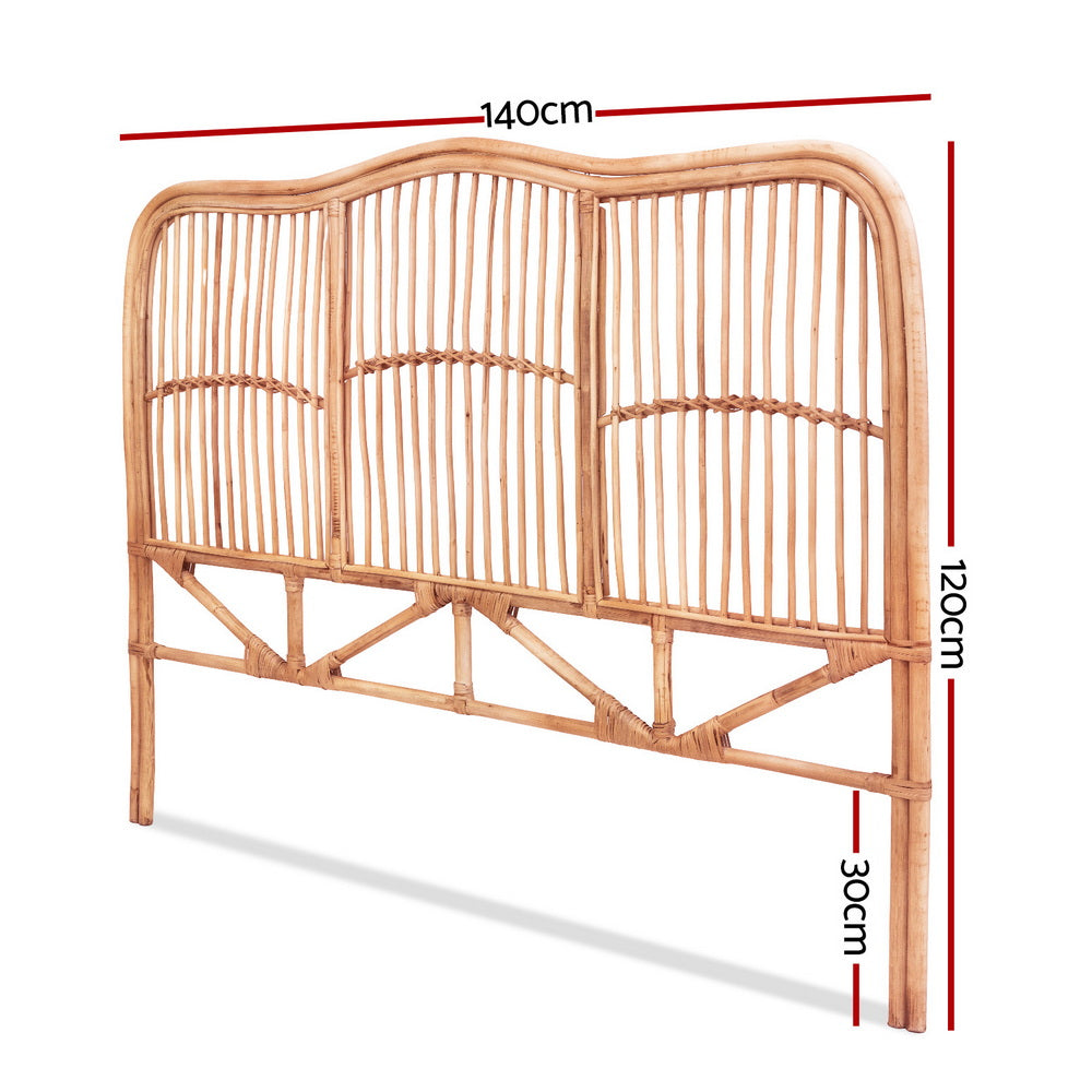 TWSC Bed Headboard Double Bedhead Rattan - NERO Pine