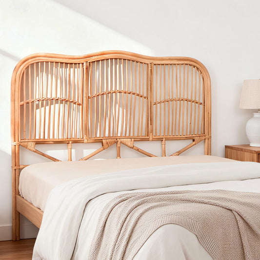 TWSC Bed Headboard Double Bedhead Rattan - NERO Pine